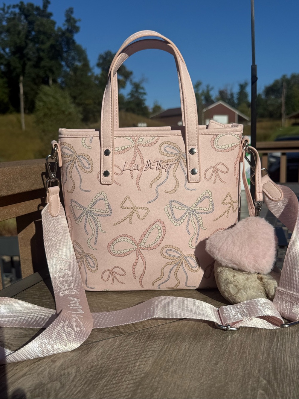 NWT Betsey Johnson "Lara" Coquette Bows Small Blush Tote Bag